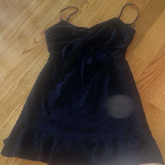 Bow Tie middle cutout  Navy Blue eyelet Mini Dress - Picture 1 of 3